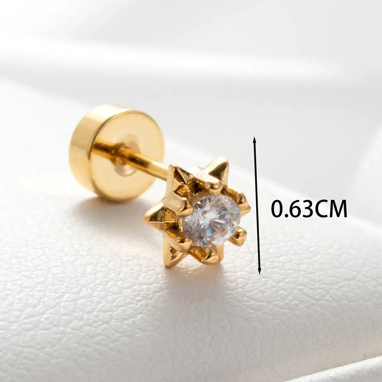 1 Piece Simple Series Classic Hexagram Copper   Gold Color Zircon Women's Stud Earrings h5 